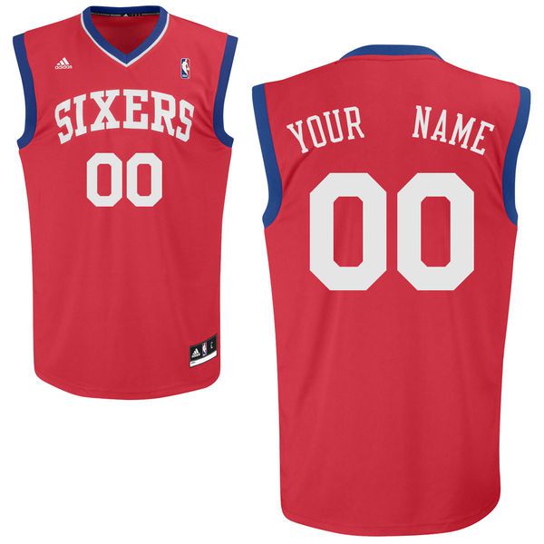 Men Adidas Philadelphia 76ers Custom Replica Alternate Red NBA Jersey->customized nba jersey->Custom Jersey
